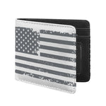 Grey Grunge American Flag Print Bifold Wallet