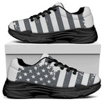 Grey Grunge American Flag Print Black Chunky Shoes