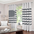 Grey Grunge American Flag Print Dimout Grommet Curtains