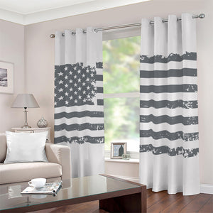 Grey Grunge American Flag Print Blackout Grommet Curtains