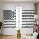 Grey Grunge American Flag Print Blackout Pencil Pleat Curtains