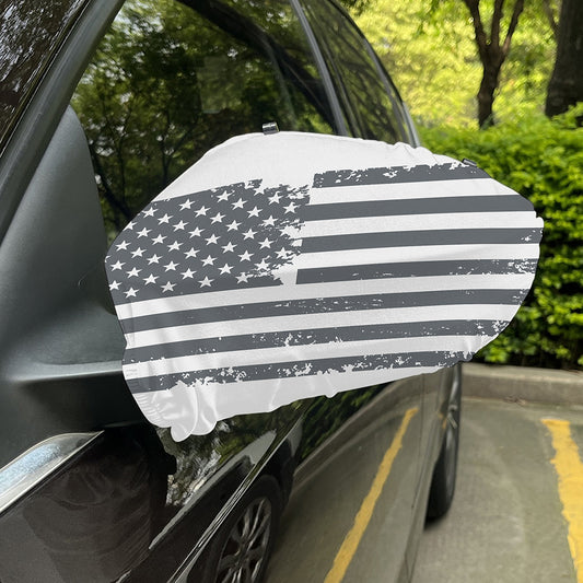 Grey Grunge American Flag Print Car Side Mirror Covers