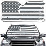Grey Grunge American Flag Print Car Windshield Sun Shade