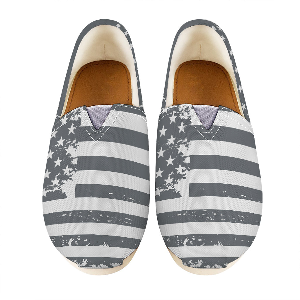 Grey Grunge American Flag Print Casual Shoes