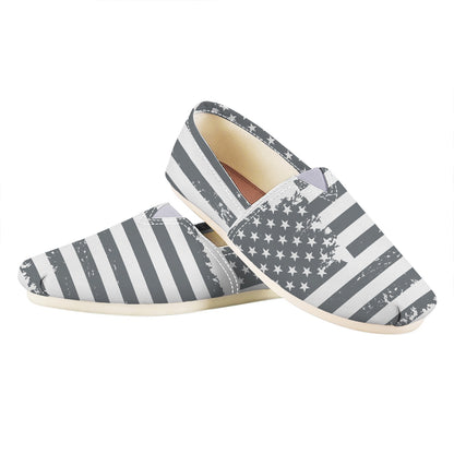 Grey Grunge American Flag Print Casual Shoes