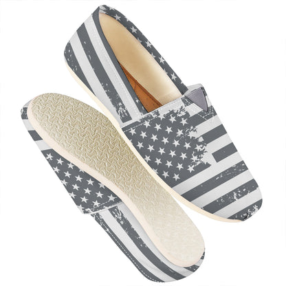 Grey Grunge American Flag Print Casual Shoes