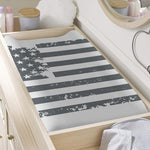 Grey Grunge American Flag Print Changing Pad Cover