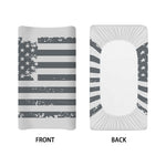 Grey Grunge American Flag Print Changing Pad Cover