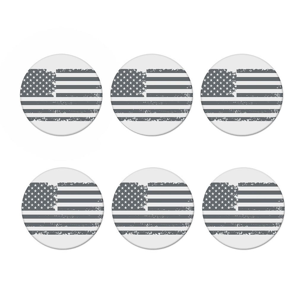 Grey Grunge American Flag Print Coaster Set