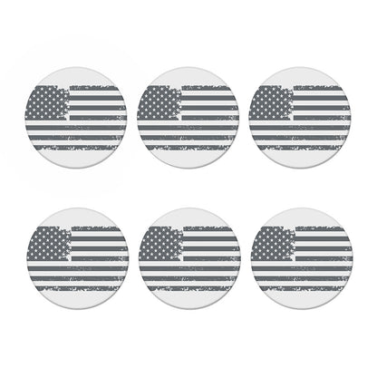 Grey Grunge American Flag Print Coaster Set