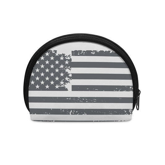 Grey Grunge American Flag Print Coin Purse