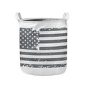 Grey Grunge American Flag Print Collapsible Laundry Basket