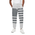 Grey Grunge American Flag Print Cotton Sweatpants