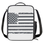 Grey Grunge American Flag Print Crossbody Lunch Bag