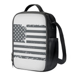 Grey Grunge American Flag Print Crossbody Lunch Bag