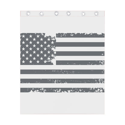 Grey Grunge American Flag Print Curtain