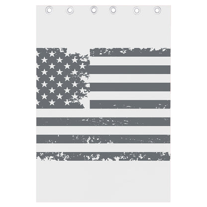 Grey Grunge American Flag Print Curtain