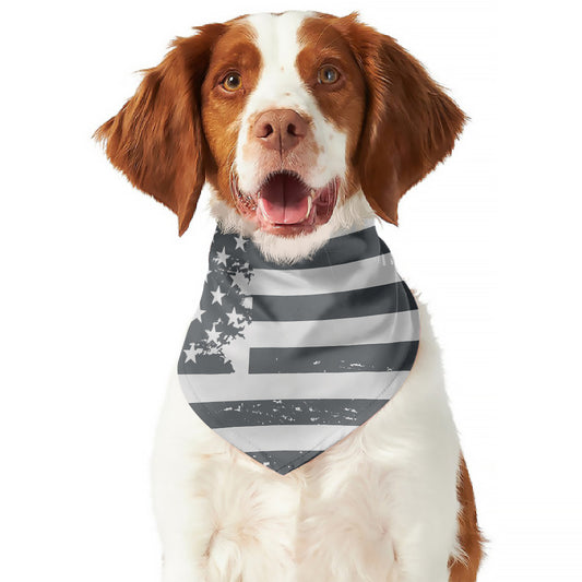 Grey Grunge American Flag Print Dog Bandana