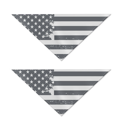 Grey Grunge American Flag Print Dog Bandana
