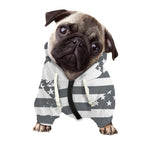Grey Grunge American Flag Print Dog Zip Up Hoodie