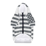 Grey Grunge American Flag Print Dog Zip Up Hoodie