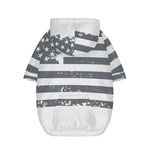 Grey Grunge American Flag Print Dog Zip Up Hoodie
