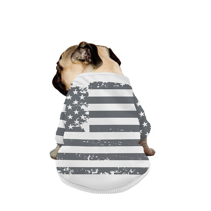 Grey Grunge American Flag Print Dog Zip Up Jacket