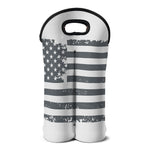 Grey Grunge American Flag Print Double Neoprene Wine Tote