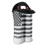Grey Grunge American Flag Print Double Neoprene Wine Tote