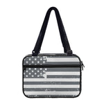 Grey Grunge American Flag Print Double Strap Bible Bag