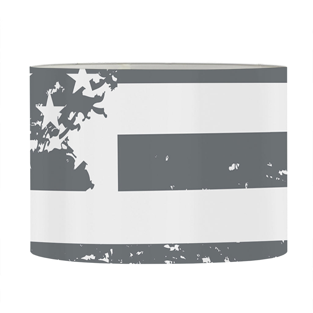 Grey Grunge American Flag Print Drum Lamp Shade