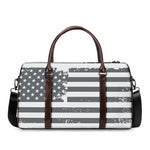 Grey Grunge American Flag Print Duffle Bag