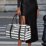 Grey Grunge American Flag Print Duffle Bag