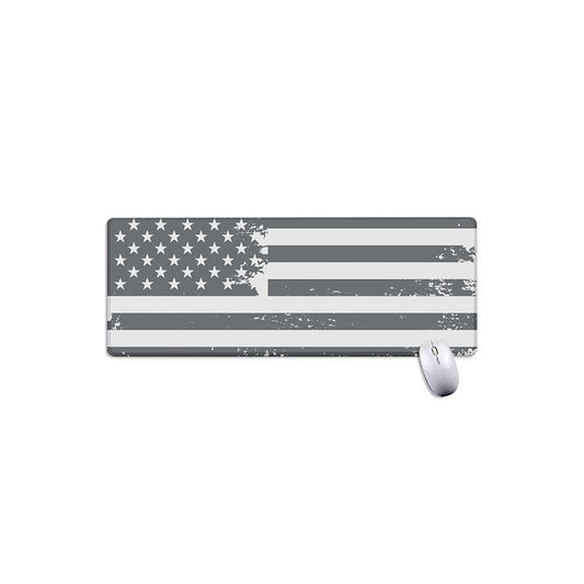 Grey Grunge American Flag Print Extended Mouse Pad
