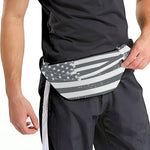 Grey Grunge American Flag Print Fanny Pack