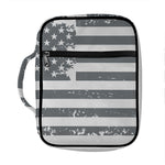 Grey Grunge American Flag Print Front Pocket Bible Bag