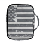 Grey Grunge American Flag Print Front Pocket Bible Bag