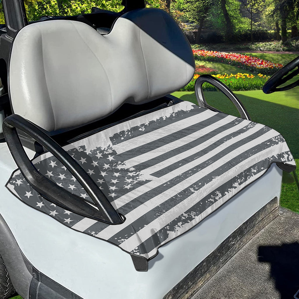 Grey Grunge American Flag Print Golf Cart Seat Cover