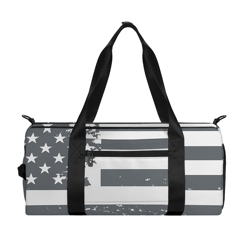 Grey Grunge American Flag Print Gym Bag