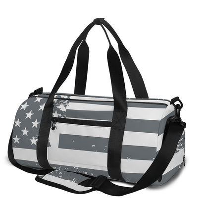 Grey Grunge American Flag Print Gym Bag
