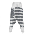 Grey Grunge American Flag Print Hammer Pants