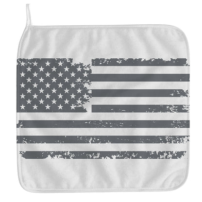 Grey Grunge American Flag Print Hand Towel