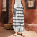 Grey Grunge American Flag Print Harem Pants