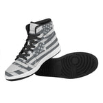 Grey Grunge American Flag Print High Top Leather Sneakers