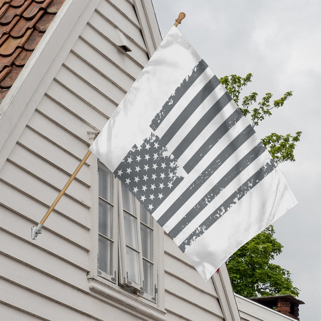Grey Grunge American Flag Print House Flag