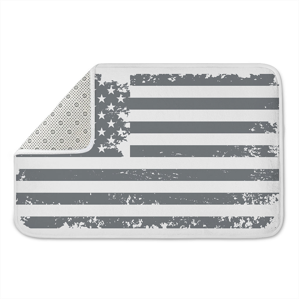 Grey Grunge American Flag Print Indoor Door Mat