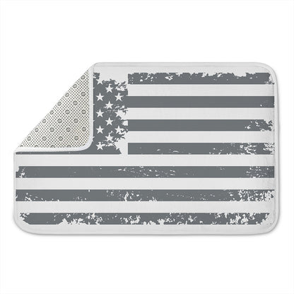 Grey Grunge American Flag Print Indoor Door Mat