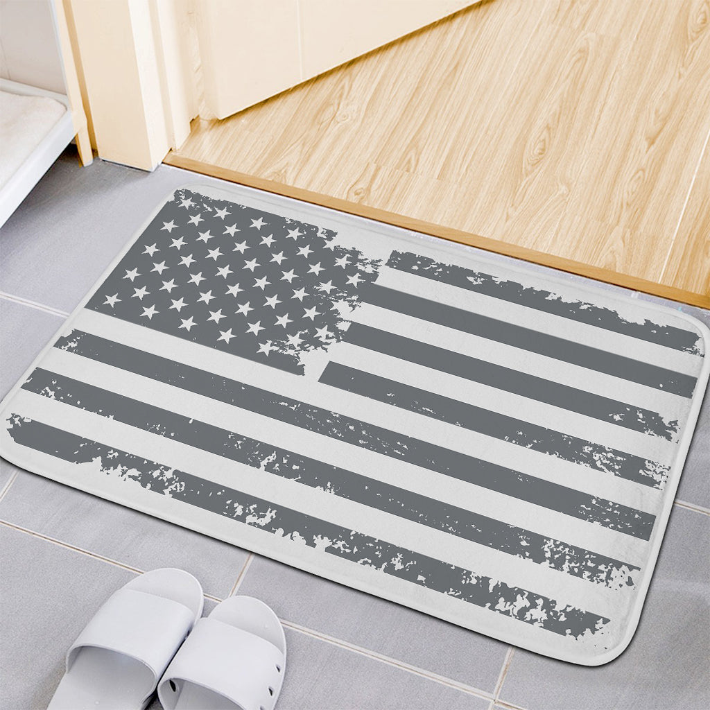 Grey Grunge American Flag Print Indoor Door Mat