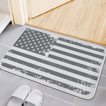Grey Grunge American Flag Print Indoor Door Mat