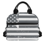 Grey Grunge American Flag Print Insulated Lunch Bag
